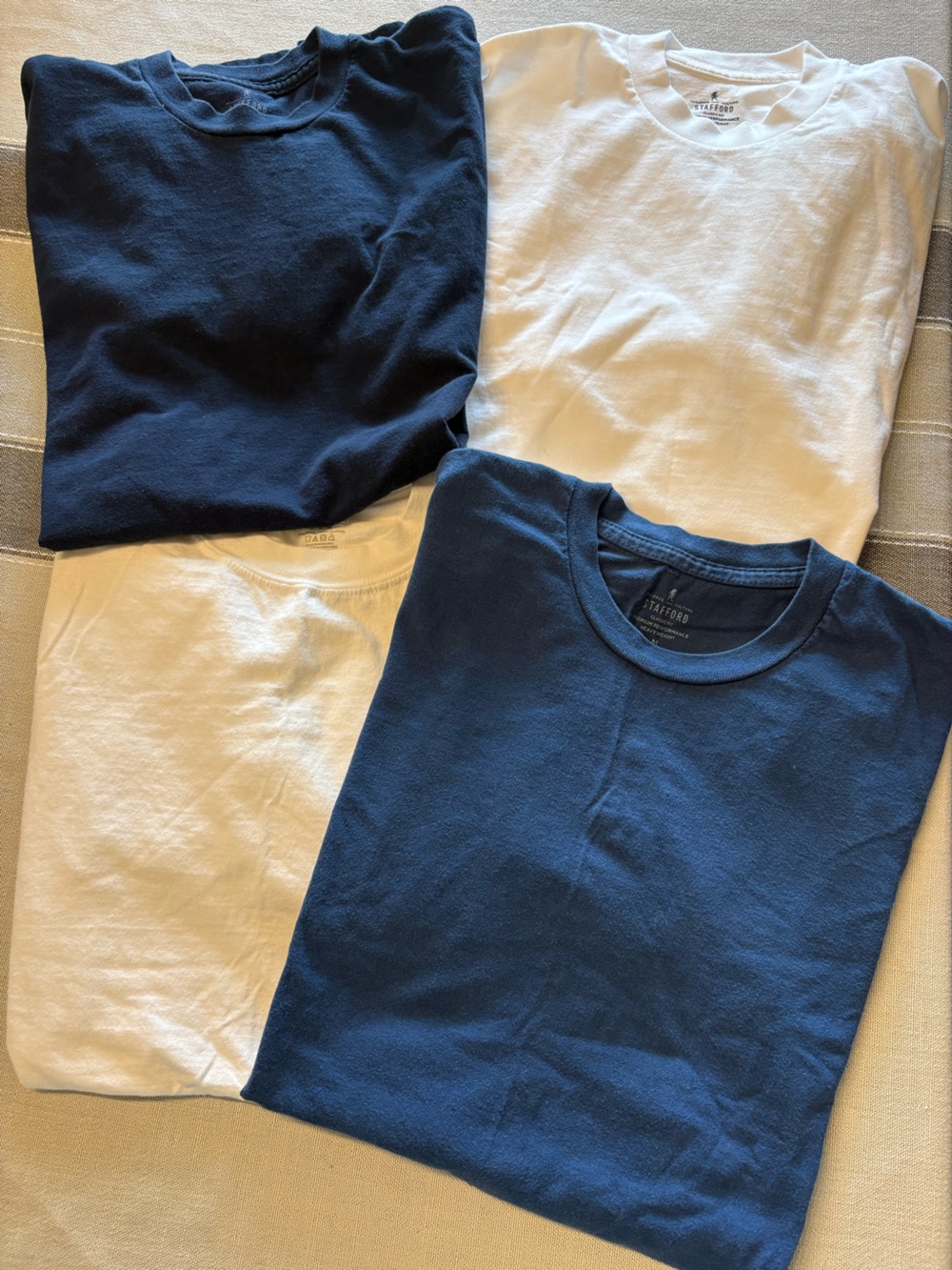 Men's Classic Crew Neck T-Shirts - Blue & White Bundle
